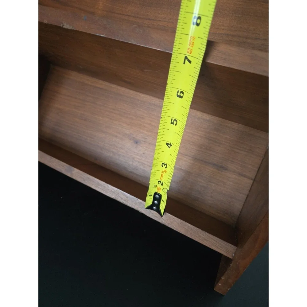 Vintage Solid Walnut 2 Shelf Bookshelf Angled Stand Rack 17
